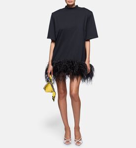 The Attico Feather Hem Short-sleeve Mini Dress, Model View