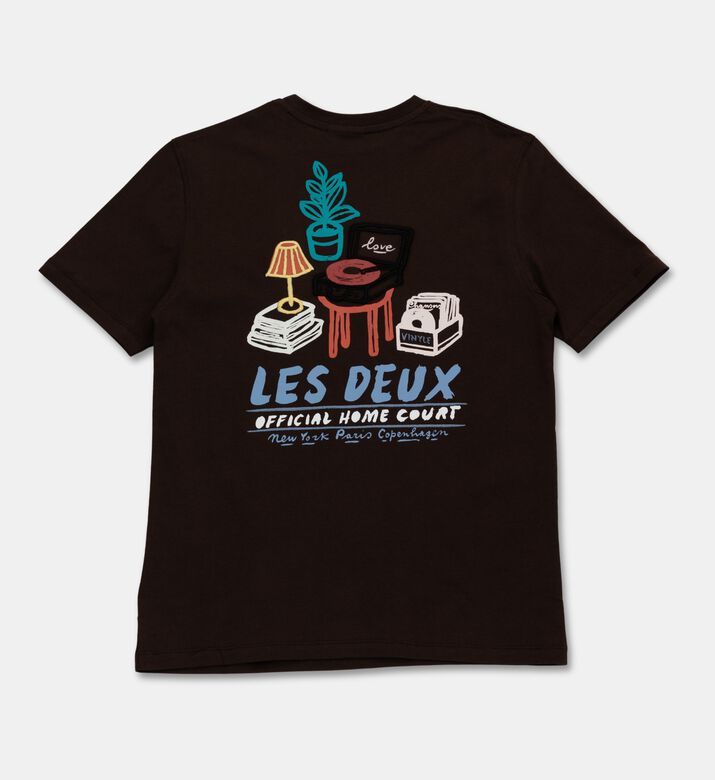 Les Deux Record Short-sleeve Printed T-shirt, Brown, 11-12y, Packshot View