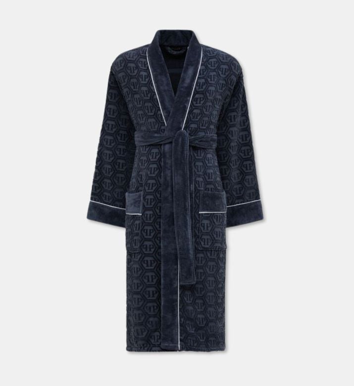 Philip Plein All-over Logo-print Bath Robe, Grey, S-m, Packshot View