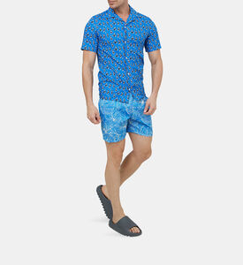 Iguana Leaf-print Swim Trunk