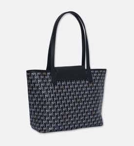 Maya.M All-over Monogram Medium Flap Tote Bag, Black, Packshot View