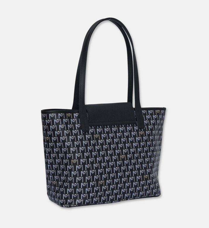 Maya.M All-over Monogram Medium Flap Tote Bag, Black, Packshot View