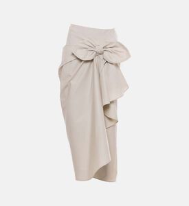 Knotted Gabardine Midi Skirt