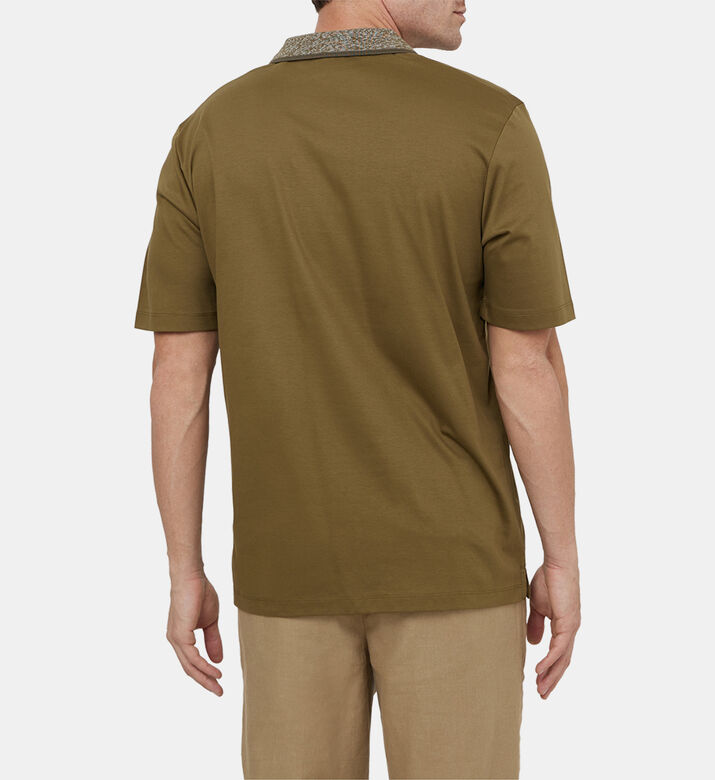 تيشيرت بولو بياقة متباينة ونسيج ممزوج