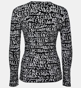 Balenciaga Balenciaga Wavy Logo Knitted Crewneck Top, Packshot View