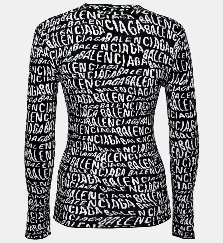 Balenciaga Balenciaga Wavy Logo Knitted Crewneck Top, Packshot View