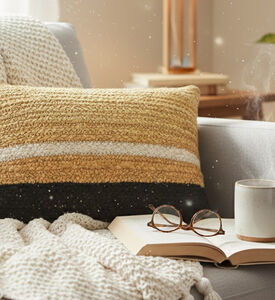 Home Deco and More Amber Jute Rectangular Cushion, Packshot View
