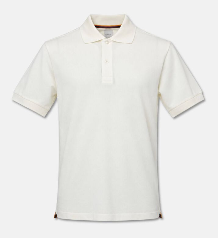 Paul Smith Contrasting Stripe Placket Polo Shirt, White, L, Packshot View