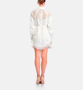 Michael Cinco Laser-cut Embroidery Midi Dress, White, Xl, Model View