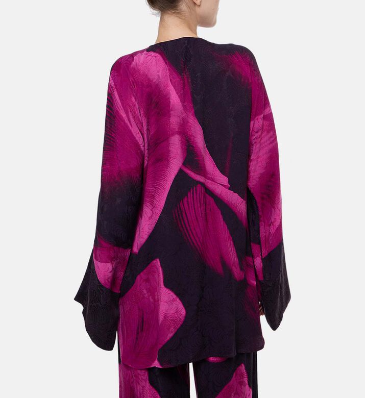 Niluu Floral-print Tie Closure Top, Model View