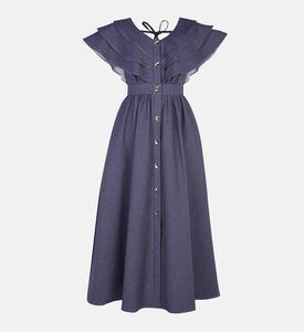 Ruffle-sleeves V-neck Dress