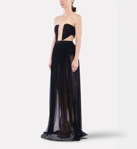 Nensi Dojaka Regal Corseted Draped Detailing Gown, Model View