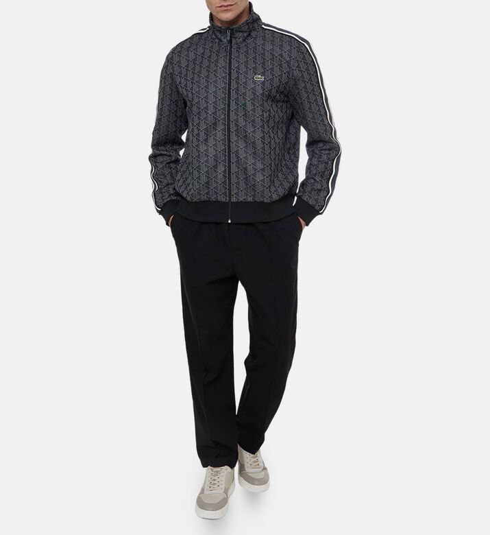 Lacoste Paris Zip-up Jacquard Track Jacket, Black, L, Model View
