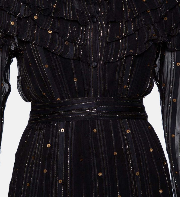 Dodo-bar-or Chiffon Shimmering Lurex Threads Midi Dress Preowned