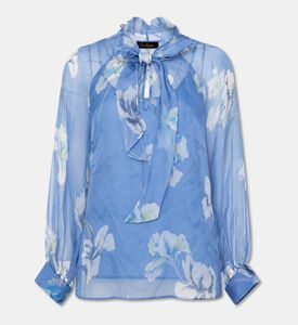 Luisa Spagnoli Sheer Floral Tie-neck Top, Packshot View