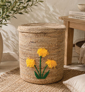 Home Deco and More Seagrass Floral Elongated Basket, Packshot View