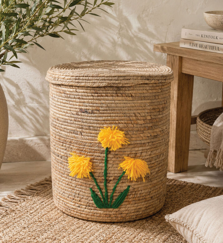 Home Deco and More Seagrass Floral Elongated Basket, Packshot View