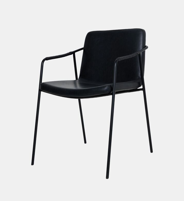 Dan Form Boto Leather Dining Armchair, Black, Packshot View