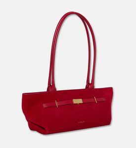 Demellier The New York Elongated Suede Shoulder Bag, Red, Packshot View
