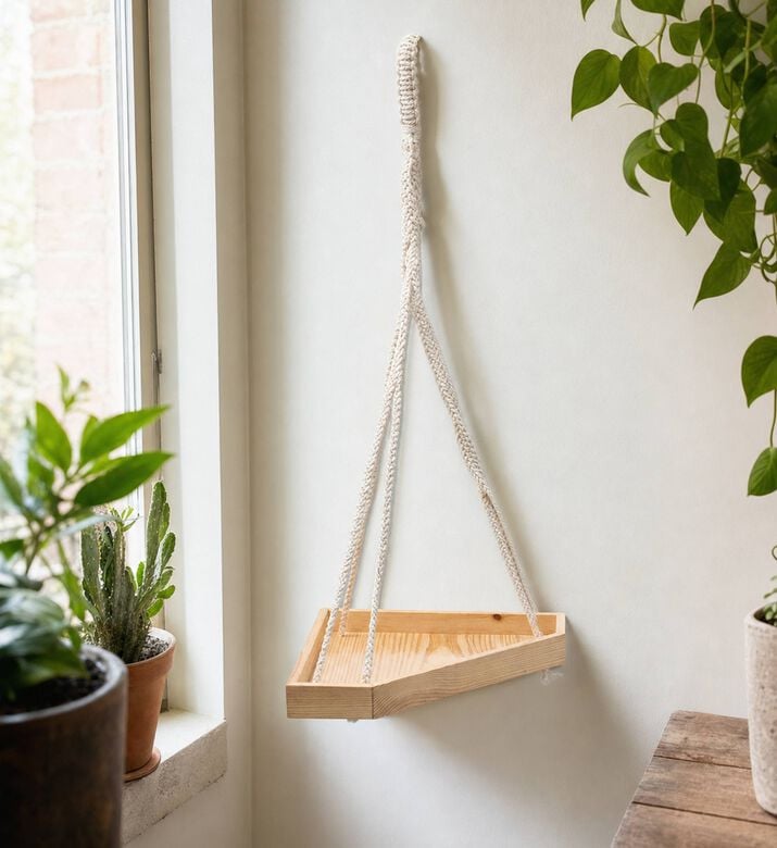 Home Deco and More Flora Mango Wood Base Pot Shelf, Model View