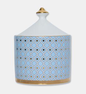 Imperial Gold-toned Knob Blue Lattice Sugar Pot, Packshot View