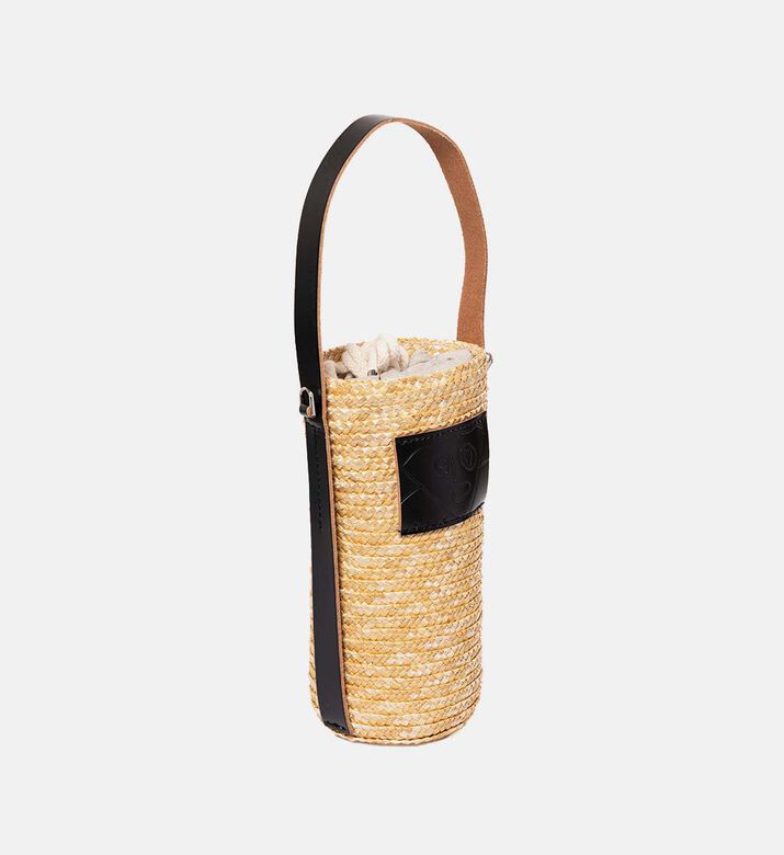 Straw Leather Strap Bottle Holder