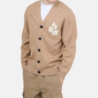 Embroidered Chest Button-up Cardigan