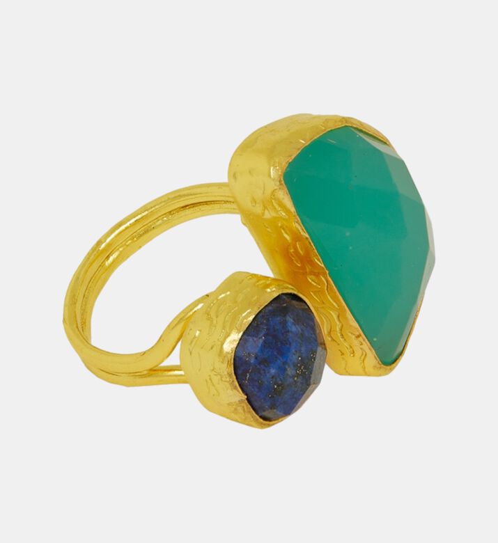Ottoman Hands Ring Avery Lapis Aqua Chalc, Packshot View Ottoman Hands Ring Avery Lapis Aqua Chalc, Packshot View