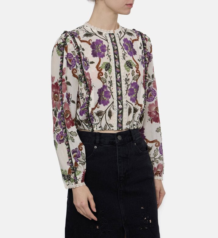 Farm Rio Rococo Floral-print Blouse, Model View