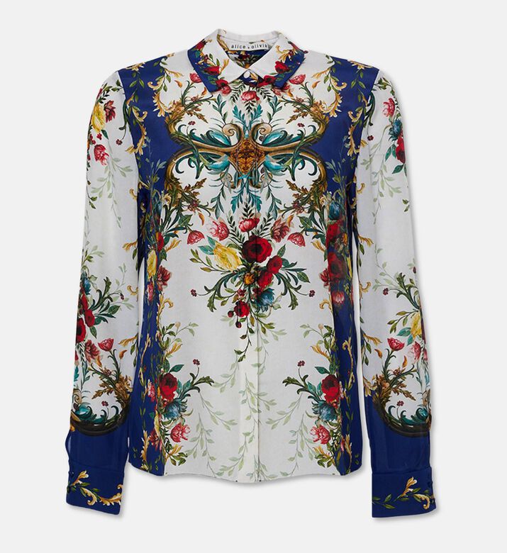 Alice and Olivia Willa Floral Baroque Printed Blouse, Packshot View
