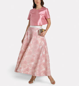 Savanna Elegant Mikado Cropped Top, Pink, M, Model View