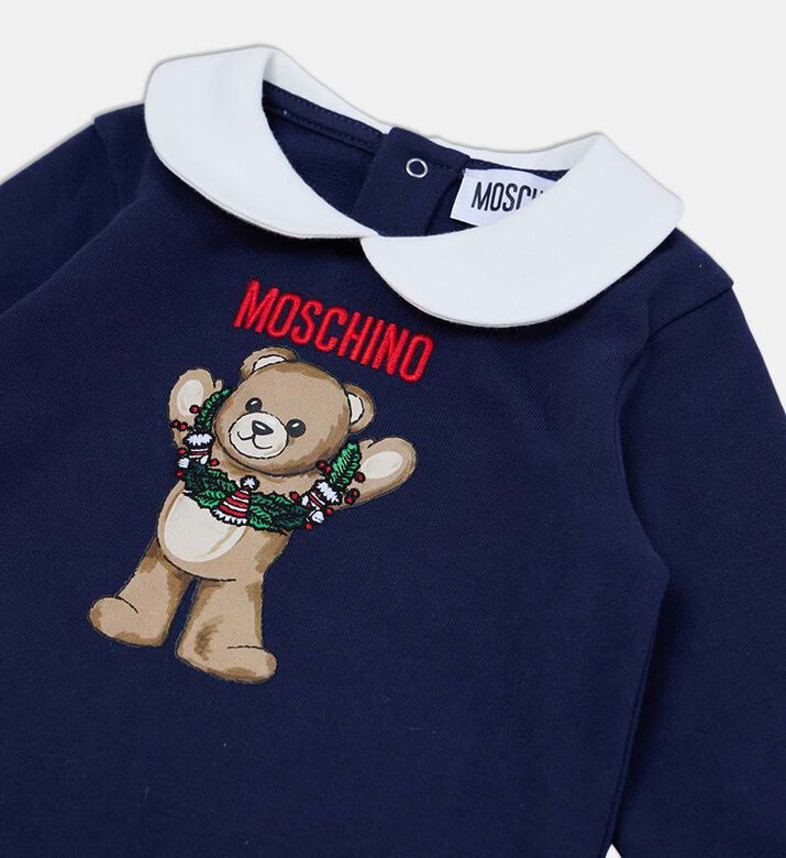 Moschino BKT Holiday-themed Cotton Babygrow, Packshot View Moschino BKT Holiday-themed Cotton Babygrow, Packshot View