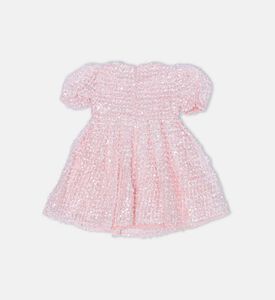 فستان مزين بالكامل بترتر وتفاصيل بشكل عقدة