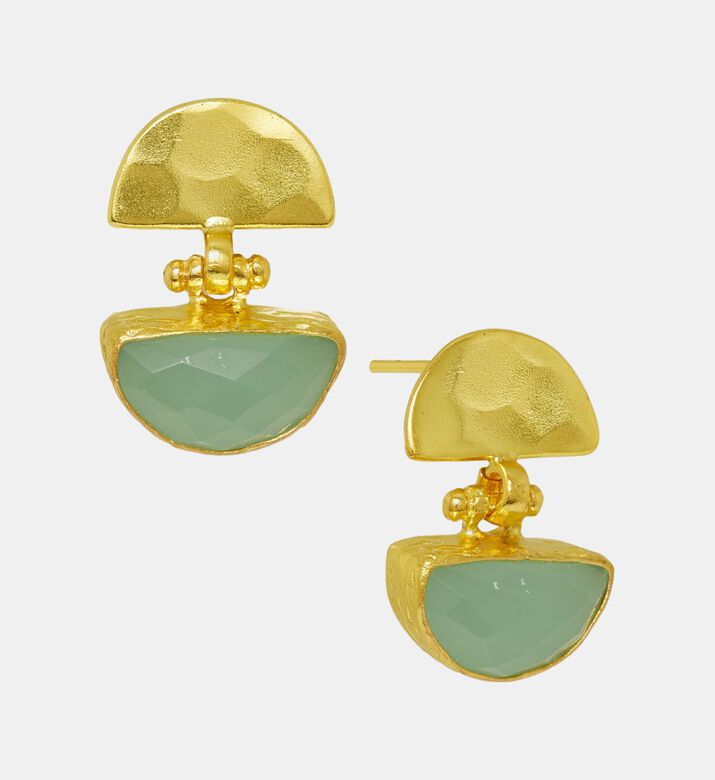 Ottoman Hands Chalcedony Drop Stud Earrings, Packshot View
