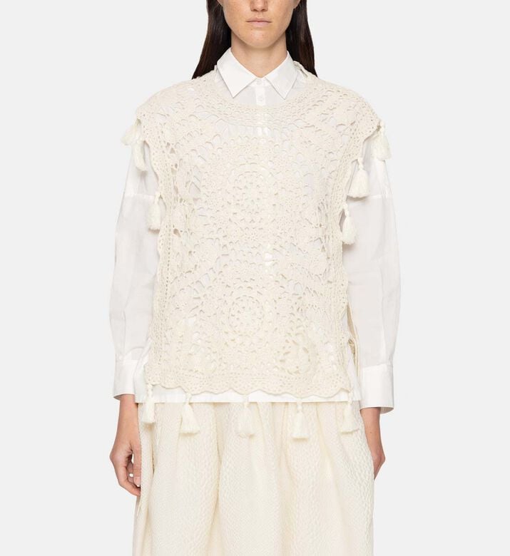 Nara Crocheted Vest Long-sleeve Shirt