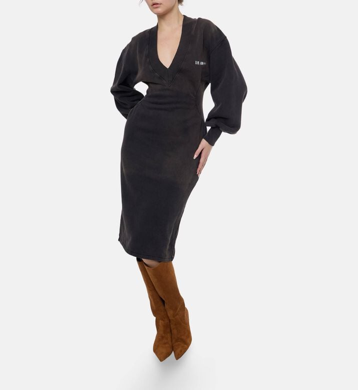 The Attico Embroidered V-neck Long-sleeve Midi Dress, Model View