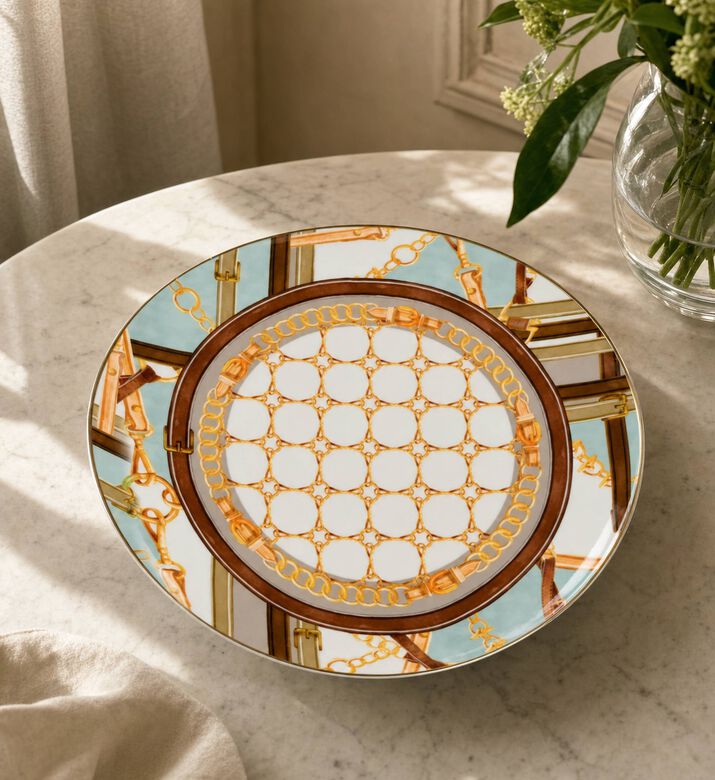 Baci Milano Horses Porcelain Cake Plates, Model View
