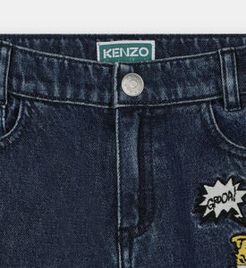 بنطال دنيم برقعة مطرزة