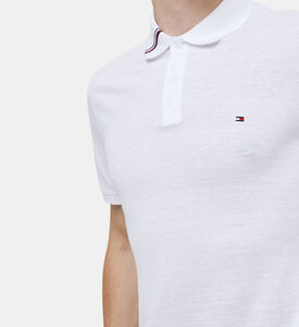 قميص بولو من القطن والكتان بقصة ضيقة