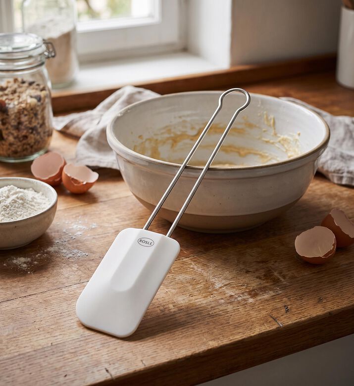 Rosle Silicone Wide Handle Spatula, White, 26cm, Model View