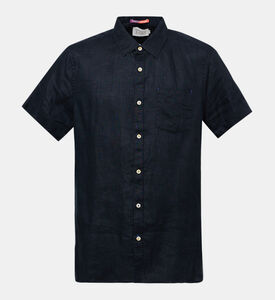 قميص كوردوروي كتان بأكمام قصيرة