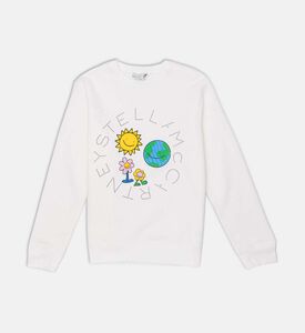 سويت شيرت بياقة دائرية وطبعة غرافيكية