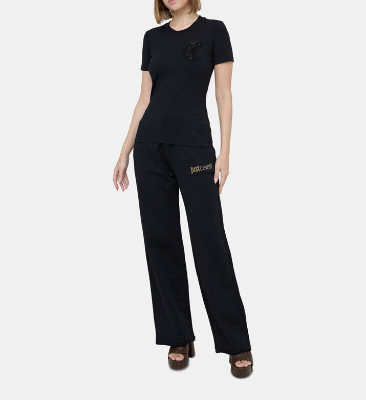 Just Cavalli Rhinestone Embellished Fleece Trousers, Model View