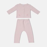 Embroidered Pockets Cardigan Pants Set