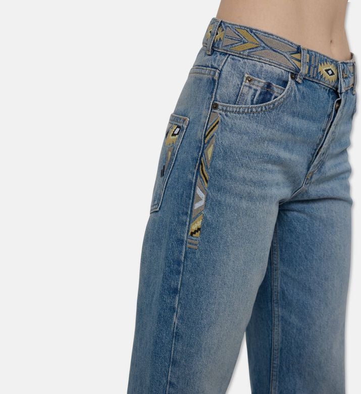 Ba and Sh Embroidered Straight-leg Jeans, Model View