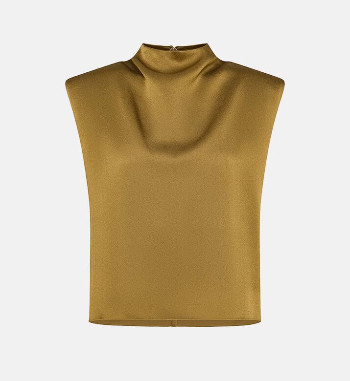 Front Drape Sleeveless High-neck Top