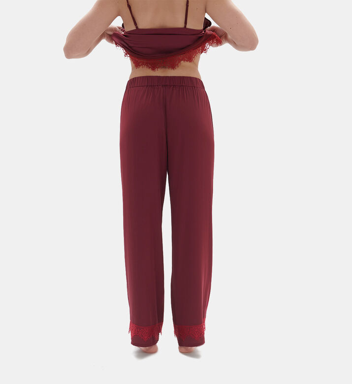 بنطال بيجاما ساتان بحافة دانتيل