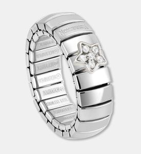 Nomination Crystal-encrusted Star Motif Silver-tone Link Ring, Packshot View