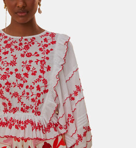 Floral-embroidery Loose-fit Top