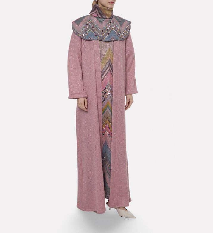 Dalia Al Azem Chevron-print Dress Cardigan 3-piece Set, Model View